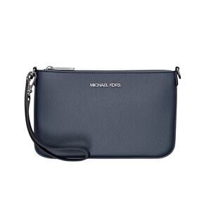 Michael Kors Jet Set Convertible Travel Leather Wristlet Bag Navy NWT